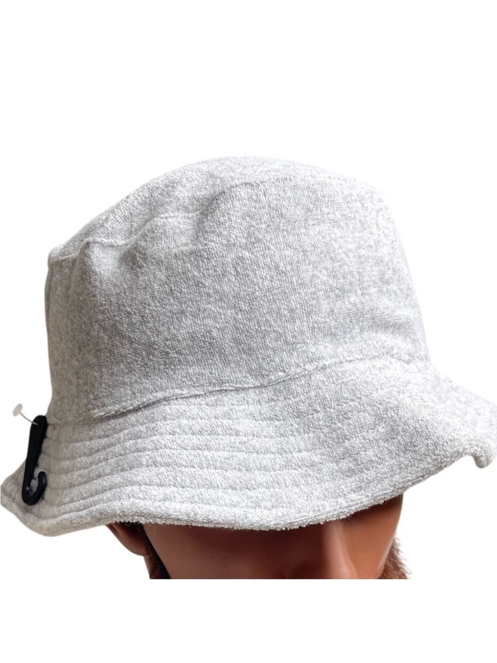 Unisex NWOT Terry Cloth Bucket Hat Light Grey Lined Size L/XL
